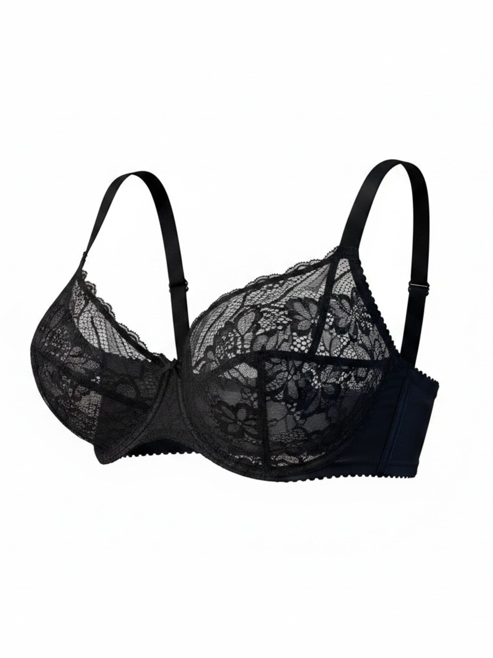 Black Sheer Lace Underwire Bra with Supportive Design